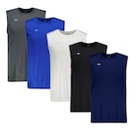 Kit de Camiseta Regata Machão Penalty Matis - Masculina - 5 Unids PRETO/BRANCO