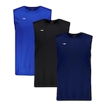 Kit de Camiseta Regata Penalty Matis - Masculina - 3 Unids AZUL/PRETO