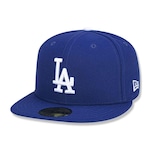 Boné Aba Reta New Era Los Angeles Dodgers 5950 Game Cap MLB - Fechado - Adulto AZUL/BRANCO