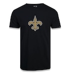 Camiseta New Era Masculina New Orleans Saints Logo Time Nfl PRETO