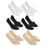 Meia Selene Sapatilha Invisível - Feminino - 6 Pares PRETO/BRANCO