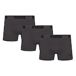 Cueca Boxer Puma sem Costura - Adulto - 3 Unidades CINZA ESCURO/PRETO