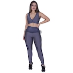 Conjunto Fitness Orbis Fitness: Calça Legging + Top Bojo Textura Relevo Cirrê - Feminino CINZA