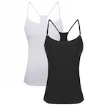 Camiseta Regata Puma Modal Stretch - Feminina - 2 Unidades PRETO/BRANCO