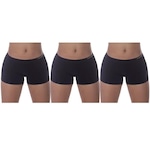 Kit Calcinhas Boxer Selene sem Costura - 3 unidades - Feminina PRETO