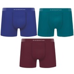 Cueca Boxer Selene sem Costura - Adulto - 3 Unidades Azul/Verde