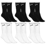 Kit de Meias Cano Longo Puma Esportiva - Adulto - 6 Pares PRETO/BRANCO