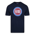 Camiseta New Era Plus Size Regular Manga Curta Detroit Pistons Logo - Masculino MARINHO/PETROLEO