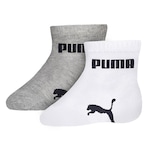 Meia Puma Bebê Cano Baixo - Infantil - 2 Pares CINZA/BRANCO