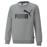 Blusão de Moletom Puma Essentials Crew Neck Big Logo - Infantil CINZA/PRETO