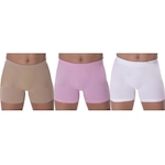 Kit Calcinhas Boxer Selene Sem Costura - 3 Unidades - Infantil BRANCO/ROSA