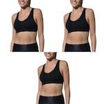 Kit Top Fitness Selene Nadador sem Costura com 3 Unidades - Feminino PRETO