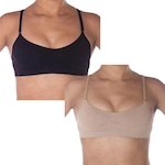 Kit Top Fitness Selene Regulável sem Costura - 2 Unidades - Feminino Preto/Bege