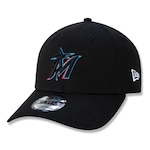 Boné Aba Curva New Era Miami Marlins 940 Team Color MLB - Snapback - Adulto PRETO