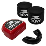 Kit de Luta Muvin com Bandagem Elástica - 5m + Protetor Bucal Profissional - Adulto PRETO