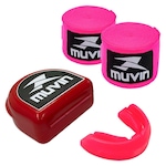 Kit de Luta Muvin com Bandagem Elástica - 5m + Protetor Bucal Profissional - Adulto ROSA