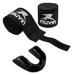 Kit de Lutas Muvin: Bandagem Elástica - 3m + Protetor Bucal Standard PRETO