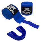 Kit de Lutas Muvin: Bandagem Elástica - 3m + Protetor Bucal Standard AZUL