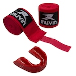 Kit de Lutas Muvin: Bandagem Elástica - 3m + Protetor Bucal Standard VERMELHO