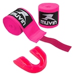 Kit de Lutas Muvin: Bandagem Elástica - 3m + Protetor Bucal Standard ROSA