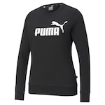 Blusão Puma Feminino Essentials Logo Crew FL PRETO/BRANCO