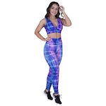 Conjunto Orbis Fitness: Calça Legging Fitness Estampa + Top Fitness Decote Bojo Uv50+ - Feminino Lilas