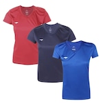 Kit 3 Camisetas Penalty X - Feminino VERMELHO/AZUL ESC