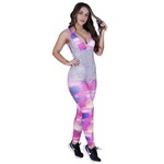 Macacão Fitness com Bojo Orbis Fitness Decote Tiras Costas UV50+ - Feminino PRETO/ROSA