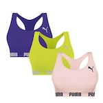 Kit Top Puma Nadador Sem Costura - Feminino - 3 Unidades Roxo/Rosa