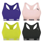 Kit Top Fitness Puma Nadador sem Costura - Feminino - 4 unidades Roxo/Rosa