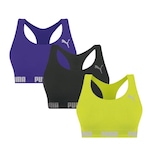 Kit Top Puma Nadador Sem Costura - Feminino - 3 Unidades ROXO/VERDE