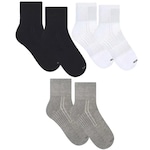 Meia Selene Esportiva Performance Cano Curto - Masculina - 3 Pares PRETO/BRANCO