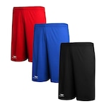 Kit de Calção Penalty X - Masculino - 3 Unids VERMELHO/AZUL