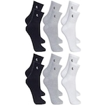 Kit Meia Cano Médio Lupo - Unissex - 6 Pares BRANCO/PRETO