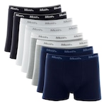 Kit Cueca Boxer Mash 8 Peças Masculina Algodão Elástico BRANCO/AZUL