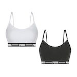 Kit Tops Fitness Puma Modal Stretch - 2 unidades - Feminino BRANCO/PRETO