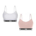 Kit Tops Fitness Puma Modal Stretch - 2 unidades - Feminino BRANCO/ROSA