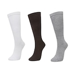 Kit de Meias 3/4 Selene Básica - Feminino - 3 Pares BRANCO/MARROM