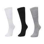 Kit de Meias 3/4 Selene Básica - Feminina - 3 Pares BRANCO/PRETO