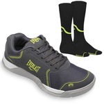 Kit Tênis Everlast Climber III - Masculino + Meia de Compressão Selene CINZA/AMARELO