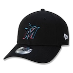 Boné Aba Curva New Era 9Forty Miami Marlins Team Color Time - Snapback - Adulto PRETO