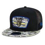 Boné Aba Reta New Era 9Fifty Trucker Los Angeles Rams Salute to Service NFL - Snapback - Adulto PRETO