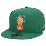 Boné Aba Reta New Era 9Fifty Dia dos Mortos Violão - Snapback - Adulto VERDE