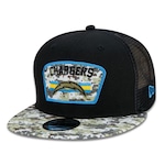 Boné Aba Reta New Era Los Angeles Chargers 950 NFL 21 Salute Service - Snapback - Adulto PRETO