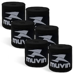 Kit Bandagem Elástica 3m Muvin com 3 Pares - Atadura Protetora - Boxe Muay Thai Artes Marciais Luta PRETO