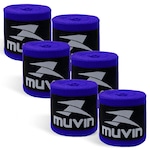 Kit Bandagem Elástica 3m Muvin com 3 Pares - Atadura Protetora - Boxe Muay Thai Artes Marciais Luta AZUL