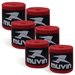 Kit Bandagem Elástica 3m Muvin com 3 Pares - Atadura Protetora - Boxe Muay Thai Artes Marciais Luta VERMELHO