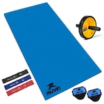 Kit Muvin com Roda Abdominal + Mini Band + Colchonete Eva AZUL