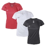 Kit Camisetas Penalty X - Feminina - 3 Unidades VERMELHO/BRANCO