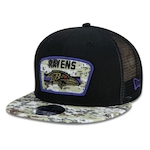 Boné Aba Reta New Era Baltimore Ravens 950 NFL 21 Salute Service - Snapback - Adulto PRETO